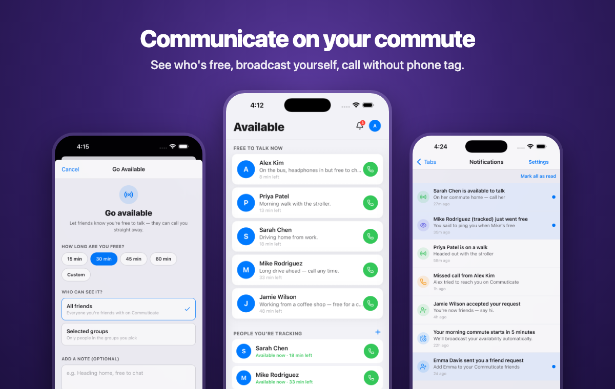 Commuticate app in action